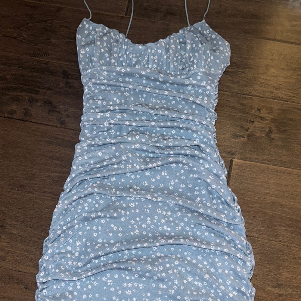 Garage light blue flower Bodycon Mini Dress